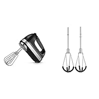 KitchenAid 9-Speed Digital Hand Mixer with Turbo Beater II Accessories and Pro Whisk - Onyx Black | KitchenAid Flex Edge Beater Accessory for Hand Mixer, One Size, Stainless Steel