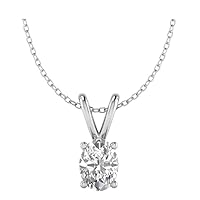 Thegoldencrafter 2.00 Carat Oval Shaped Diamond Pendant 925 Sterling Silver Solitaire Chain Necklace 14K White Gold Plated
