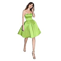 Women's Sleeveless Sweetheart Homecoming Dress A Line Satin Short Party Gowns Fruit Green