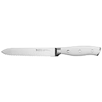 HENCKELS Forged Accent Razor-Sharp 5-inch Serrated Utility Knife, Tomato Knife, White Handle, German Engineered Informed by 100+ Years of Mastery