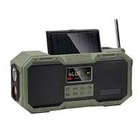 Emergency Crank Weather Radio, 4000mAh Solar Hand Crank Portable AM/FM, with 10W 4 Mode Flashlight & Reading Lamp, Cell Phone Charger, SOS for Home and Emergency Bluetooth Speaker Gray IPX5