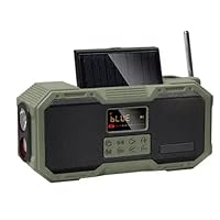 Emergency Radio 10W IPX5 Waterproof Bluetooth Speaker,Portable Digital AM FM Radio with Flashlight/Strobe Light,3 Mode Reading Lamp,Hand Crank Solar Radio,4000mAH Cell Phone Charger