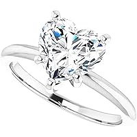 Moissanite Star Minimalist Heart Diamond Engagement Ring, Heart Cut 2.00CT, Colorless Moissanite, 925 Sterling Silver, Solitaire Engagement Ring, Wedding Ring Perfact for Gift
