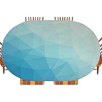 Ombre Pattern with Low Polygon Effect Triangles Oval Table Cloth, Indoor Dining and Outdoor Patio Festival Use, Fits 42