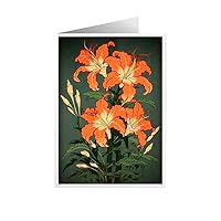 ARA STEP Unique All Occasions Astrounaut with Flowers Greeting Cards Assortment Vintage Aesthetic Notecards 10 (Day Lily Flower 4, Set of 8 SIZE 105 x 148.5 mm / 4.1 x 5.8 inches)