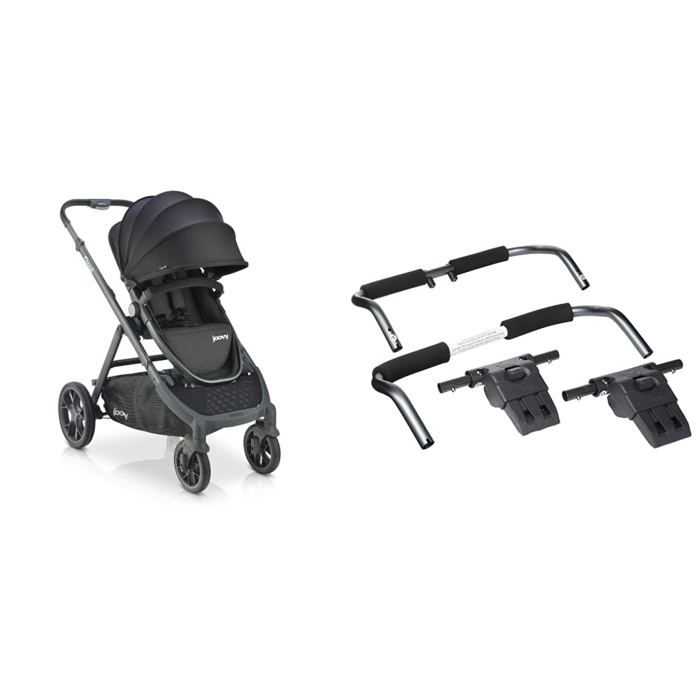 Joovy Qool Single Stroller with Graco/Chicco Car Seat Adapter, Standard Stroller, Travel System, Black Melange