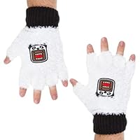 Old Glory Domo - Unisex-adult Domo - Panda Plush Fingerless Gloves White
