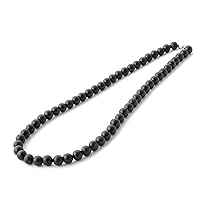 Bian stone Necklace Black Stone Beads Round for Men Women (10)