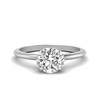 Choose Your Gemstone 925 Sterling Silver Round Shape Side Stone Engagement Rings Modern Design Birthday Gift Wedding Gift Hidden Diamond CZs 6 Prong Solitaire Ring : US Size 4 to 12