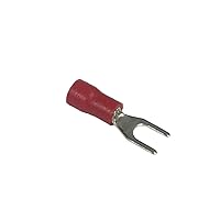 Fork Terminals, PVC Insulated, 16-22 AWG Gauge Wire, 6 Stud Size, Red, 100 Pcs