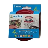 Anchor Hocking Replacement Lid 1 Cup / 236 ml, set of 4 lids, red round