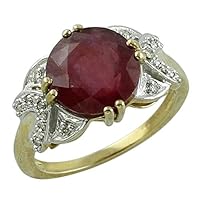 Ruby Gf Round Shape 10MM Natural Earth Mined Gemstone 14K Yellow Gold Ring Unique Jewelry for Women & Men