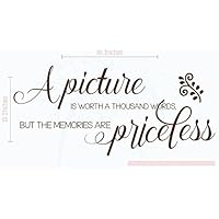Picture is Worth Thousand Words, Memories Priceless Family Wall Decals Vinyl Lettering Stickers Quote 36x15-Inch Chocolate Brown