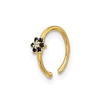 0.95mm 14k Gold 20 Gauge Polished Black and White CZ Cubic Zirconia Simulated Diamond Flower Nose Ring Jewelry for Women