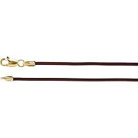 14k Necklace Brown Leather Gold Cord Jewelry Gifts for Women in White Gold Yellow Gold Choice of Lengths 16 18 and 1.5mm