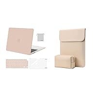 MOSISO Compatible with MacBook Air 13.6 inch Case 2022 2023 A2681 M2, Faux Suede Leather Laptop Sleeve with Small Bag&Plastic Hard Shell&Keyboard Cover&Screen Protector&Storage Bag, Camel&Apricot