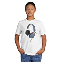 Kids Organic Cotton T-Shirt Music Headphones, Cool Music Shirt, Retro Headphones Print