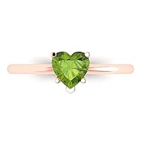 Clara Pucci 1.0 carat Heart Cut Solitaire Natural Peridot 5-Prong Proposal Wedding Bridal Anniversary Ring 18K Rose Gold