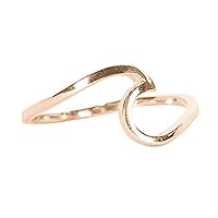 Rose Gold Coated Wave Ring - Gold Plated .925 Sterling Silver - Size 9