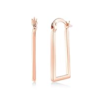 SOPHOS JEWELRY 14K Solid Gold Rectangle Hoop Earrings for Women | Minimal Dainty Gold Jewelry | Gifts for Her