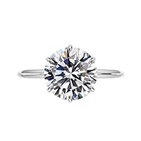 Siyaa Gems 5 CT Round Cut Colorless Moissanite Engagement Ring Wedding Birdal Ring Diamond Ring Anniversary Solitaire Halo Accented Promise Antique Gold Silver Ring Gift