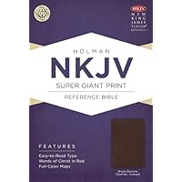 NKJV Super Giant Print Reference Bible, Brown Genuine Cowhide Indexed