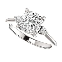 Mois Lovely Solitiare Bridal Ring, Cushion 2.53 CT, Wedding Ring, Solitaire Ring for Gift 925 Sterling Silver Jewelry, Three Stone Accented Ring, Perfect for Gift