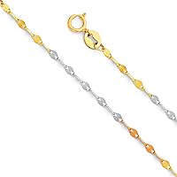14ct 1.7mm Yellow Gold White Gold and Rose Gold Twist Mirror Chain Necklace Jewelry for Women - Length Options: 41 46 51 56