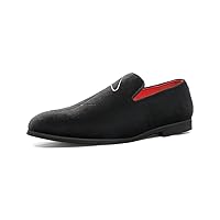 Men's Loafers Velvet Embroidery Slip on Penny Party Wedding Prom Shoes