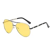 Night Vision Glasses for Driving, Anti Glare Polarized UV400 Metal Frame Night Time Safe Goggles for Men Fishing Golf