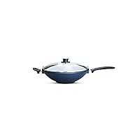 MYT MEIYITIAN Wok Non-Stick Pan with Glass Lid and Non-Slip Stay-Cool Handles – Gas & Induction Pan 32CM Non-Stick