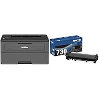 Brother HLL2370DW Refurbished Monochrome Printer (Renewed Premium) & Genuine Standard Yield Toner Cartridge, TN730, Replacement Black Toner, Page Yield Up to 1,200 Pages