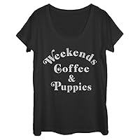 Fifth Sun Weekends Coffee Puppies Women's Short Sleeve Tee Shirt