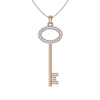 Diamondere Natural and Certified gemstone Key Necklace in 14k Solid Gold | 0.36 Carat Pendant with Chain