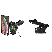 iOttie Auto Sense Qi Wireless Car Charger + Extra Mounting Base - Automatic Clamping Wireless Charging CD & Air Vent Phone Mount for Google Pixel, iPhone, Samsung Galaxy, Huawei, LG, & Smartphones