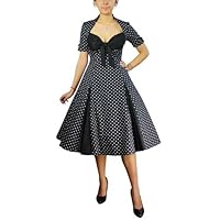 Retro Polka Dot Pleated 1950s Flared Swing Dress