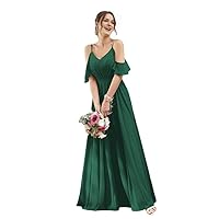 a line Spaghetti Straps Bridemaid Dresses with Split Side Ruched Chiffon Women's Formal Dress