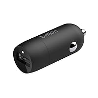 Belkin 20 Watt USB C Car Charger with Fast Charging for Apple iPhone 14, 13, iPad Pro, Samsung Galaxy S22 Ultra & More (Cable Not Included) - Black