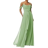 SERYO Bridesmaid Dresses Jumpsuits, Chiffon Wedding Guest Dress Off The Shoulder Bridesmaid Pantsuits, Grass green US18W