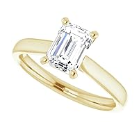 925 Silver, 10K/14K/18K Solid Gold Moissanite Engagement Ring,1.0 CT Emerald Cut Handmade Solitaire Ring, Diamond Wedding Ring for Women/Her Anniversary Ring, Birthday Gift,VVS1 Colorless Rings