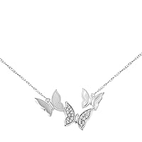 Diamond Butterfly Necklace for Women 925 Sterling Silver 1/10ct (I-J, I3), 17 inches, by Keepsake