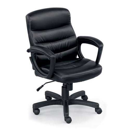 Stellar Mid Back Conference Chair in Faux Leather Black Faux Leather/Black Frame
