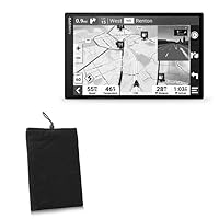 BoxWave Case Compatible with Garmin DriveSmart 86 - Velvet Pouch, Soft Velour Fabric Bag Sleeve with Drawstring - Jet Black