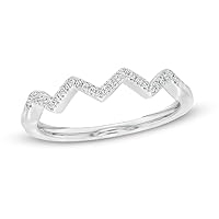 1/15 Cttw Diamond Zig-Zag Ring in Sterling Silver (0.07 Cttw, Color : J, Clarity : I3)