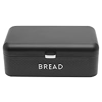 Home Basics Bread Box for Kitchen Counter Dry Food Storage Container, Bread Bin, Store Bread Loaf, Dinner Rolls, Pastries, Baked Goods & More, Home Kitchen Decor (SOHO BLACK)