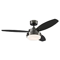 Westinghouse Lighting 78764 Alloy One-Light 105 cm Three-Blade Indoor Ceiling Fan, Gun Metal Finish with Opal Frosted Glass