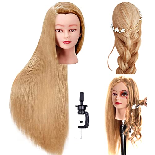 FABA Mannequin Head with Hair 26-28 Styling Head Cosmetology Mannequin  Head Head Practice Braiding Cosmetology Doll Head Hair with Free Clamp  Holder Tea