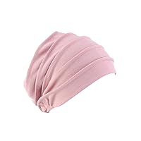Cotton Chemo Scarf Turban Hat Sleep Cap Headwear Ethnic Wrap Cap Compatible Women with Chemo Cancer Hair Loss Skin Pink