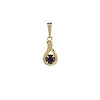Funkyrox 9ct Yellow Gold curl shape teardrop with real Sapphire stone pendant/without chain/Gift box