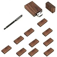 10 Pack Rectangle Walnut Wood 2.0/3.0 USB Flash Drive USB Disk Memory Stick with Wooden (64GB/3.0)